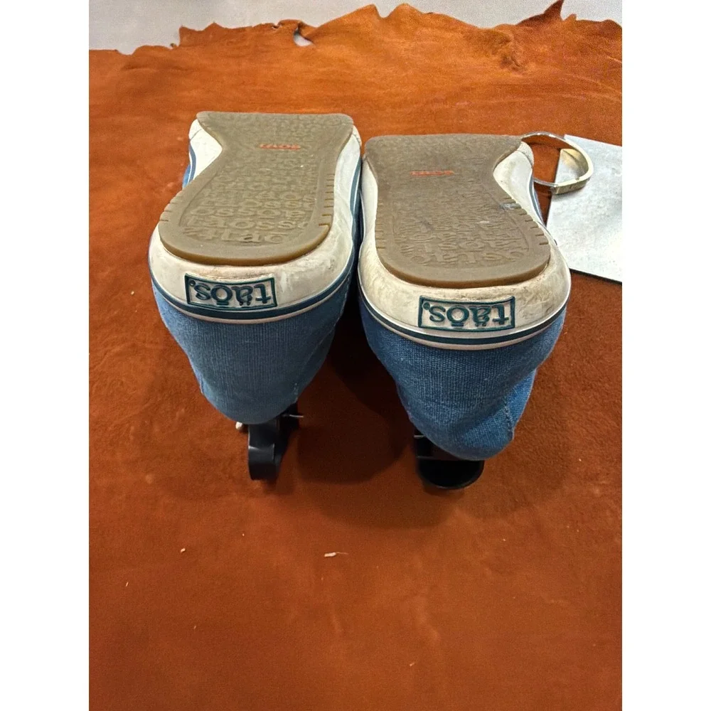 Taos Star Blue Canvas Denim Lace Up Sneakers Curves & Pods‎ Footbed Casual Shoes